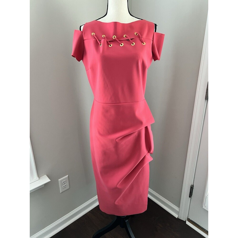 Chiara Boni La Petite Robe Pink Cocktail Dress Laced Front Size 50 Large EUC